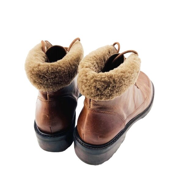 Liz Claiborne Lace Up Boots Wool Lined Brown Leather 7.5 Tyrolian - Picture 3 of 7